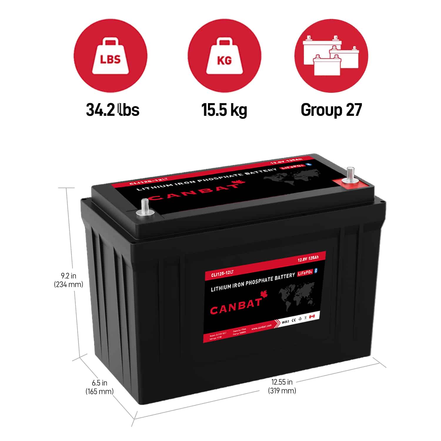 Heated 12V 125Ah Dual Purpose Lithium Battery 2 BLUETOOTH MONITORING COLD WEATHER DUAL PURPOSE LITHIUM