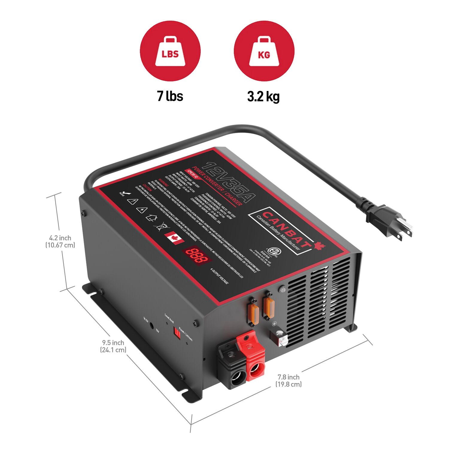 12V 35A Power Converter Charger 2 35A Converter Charger Dimensions