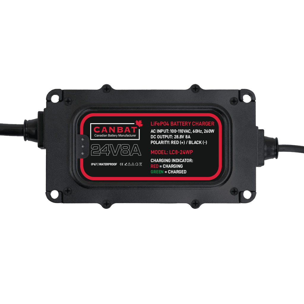 24V 8A Waterproof Lithium Battery Charger (LiFePO₄) 1 24A 8A Waterproof battery charger IP67 lithium