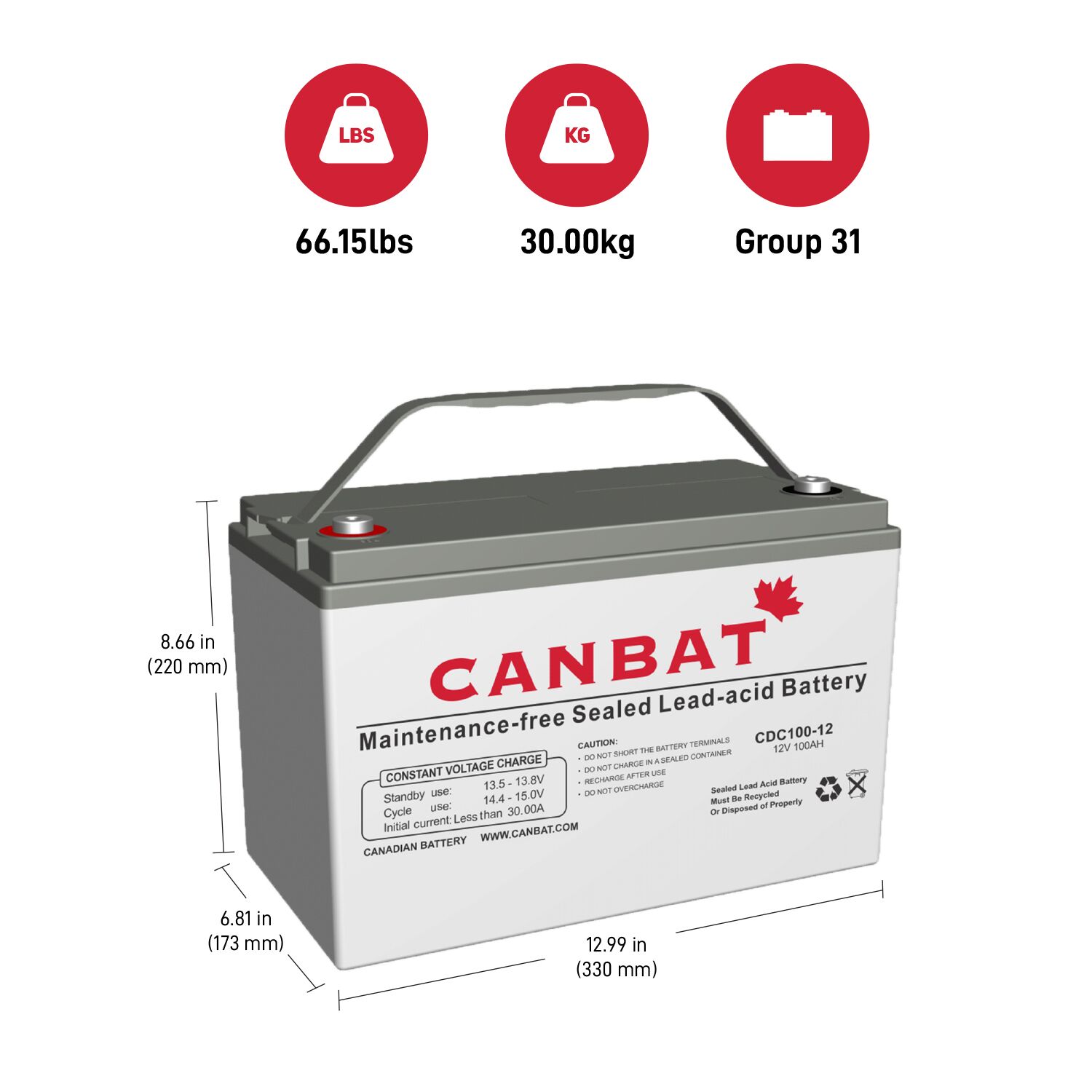 12V 100Ah Deep Cycle AGM Battery 2 12V 100AH DEEP CYCLE BATTERY DIMENSIONS