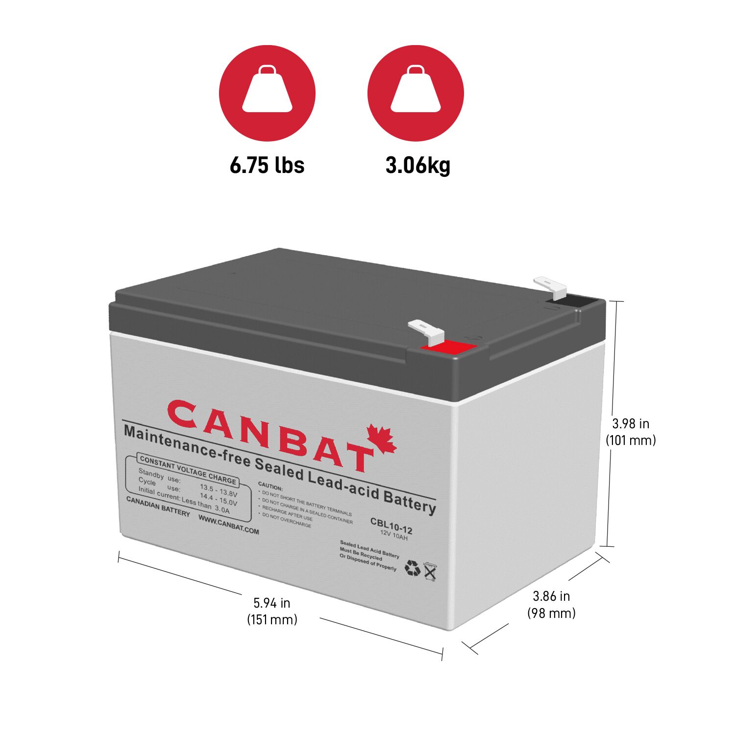 12V 10Ah SLA Battery 2 12V 10Ah SLA Battery Dimensions