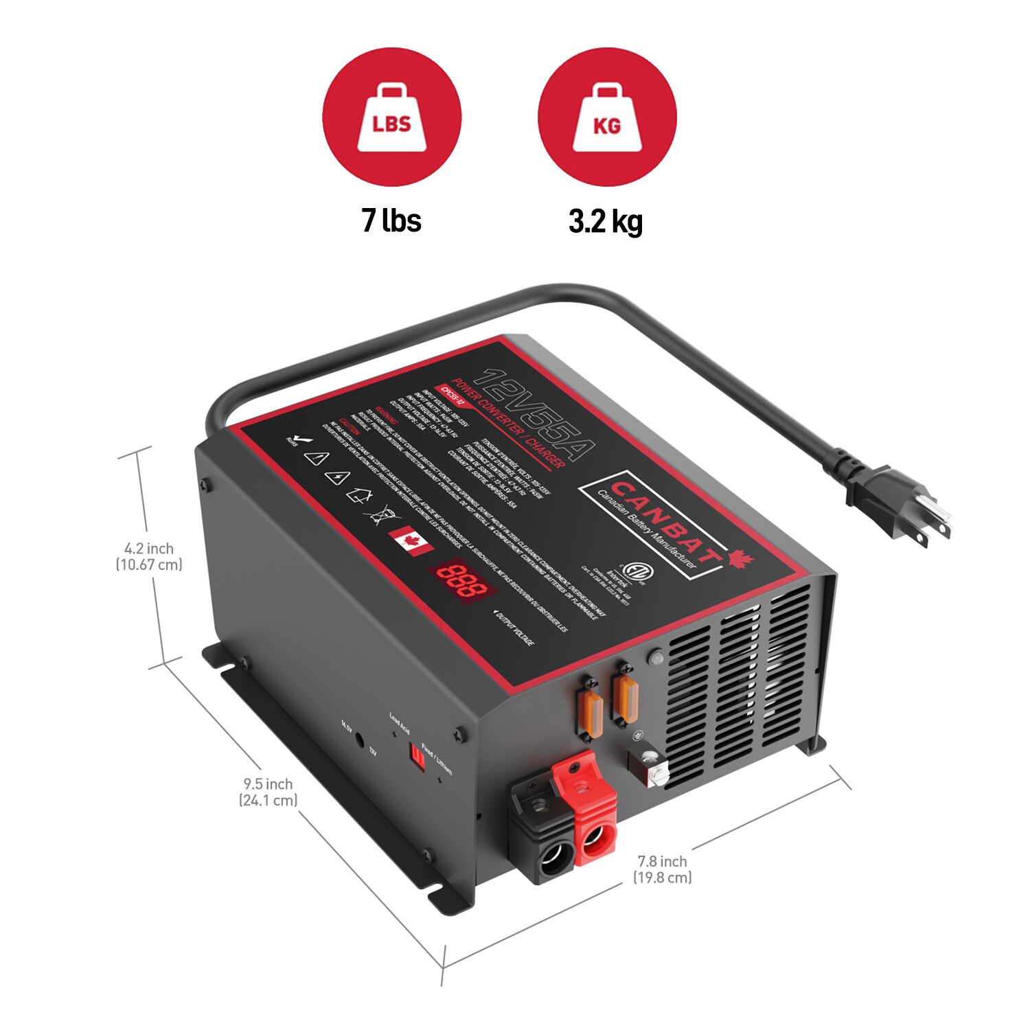 12V 55A Power Converter Charger 2 55A Converter Charger Dimensions