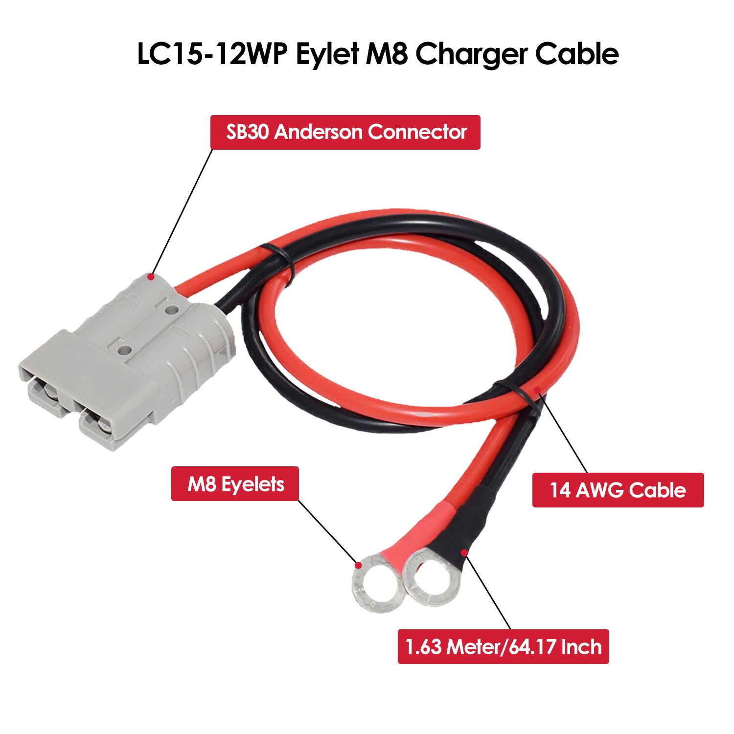 12V 15A Waterproof Lithium Battery Charger (LiFePO₄) 4 M8 Eyelet Battery Charger CLI15-12WP