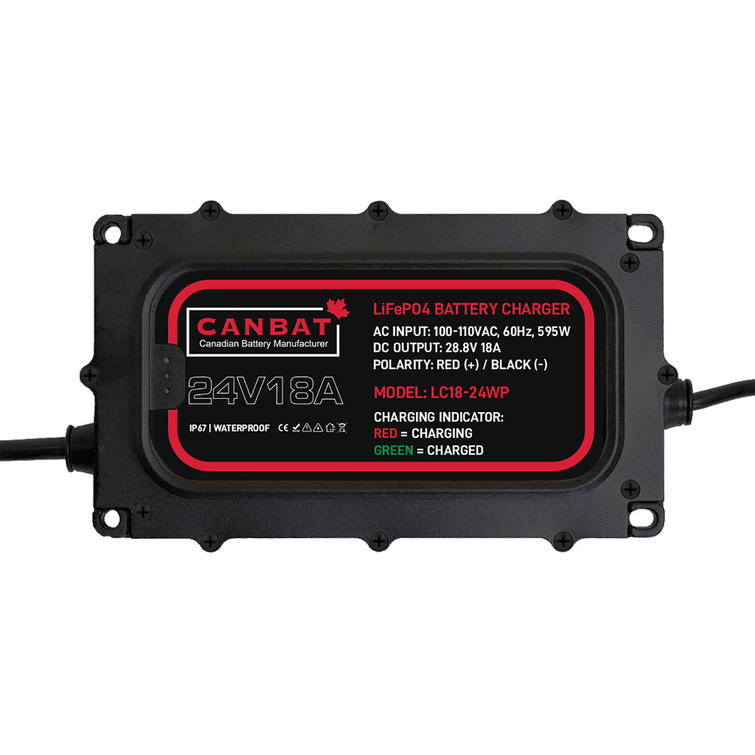 24V 18A Waterproof Lithium Battery Charger (LiFePO₄) 1 24A 18A Waterproof battery charger IP67 lithium