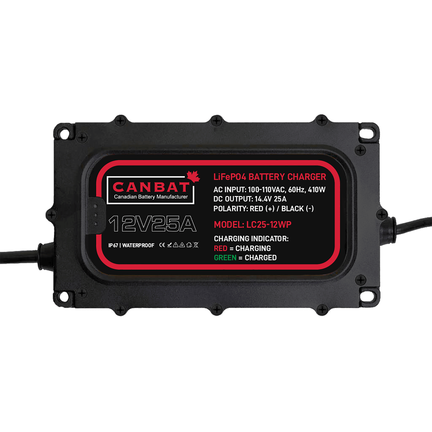 12V 25A Waterproof Lithium Battery Charger (LiFePO₄) 1 12V 25A Waterproof battery charger IP67 lithium