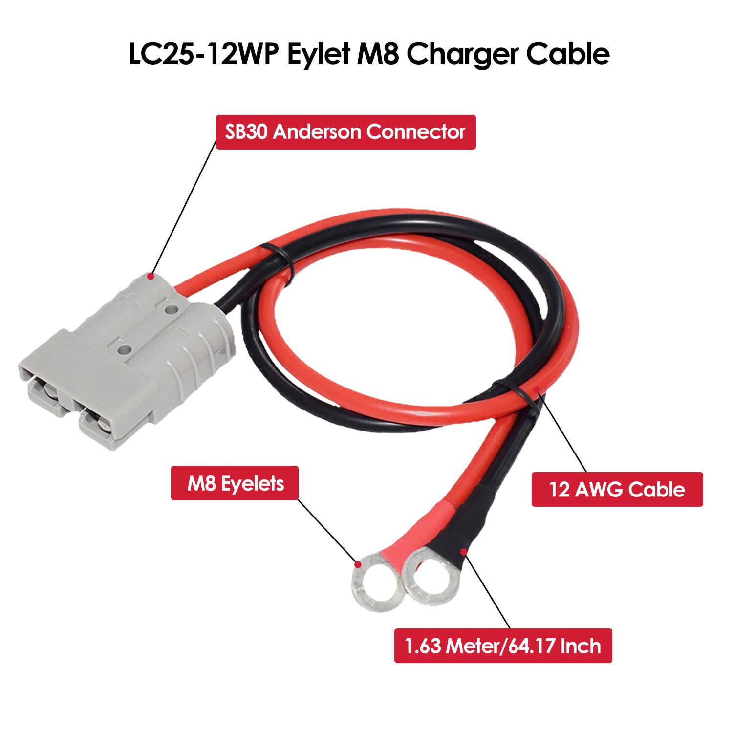 12V 25A Waterproof Lithium Battery Charger (LiFePO₄) 4 M8 Eyelet Battery Charger CLI25-12WP