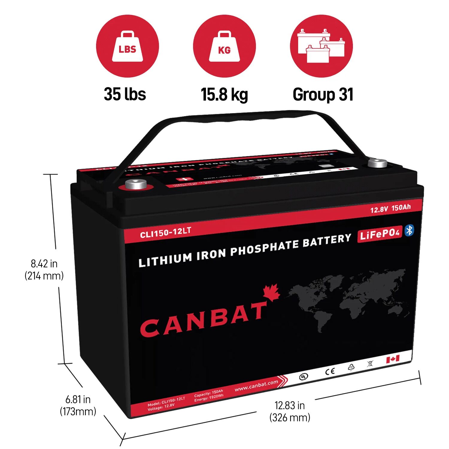 Heated 12V 150Ah Lithium Battery 2 12V 150Ah Cold Weather Lithium Battery (LiFePO4) Canadian made lithium batteries