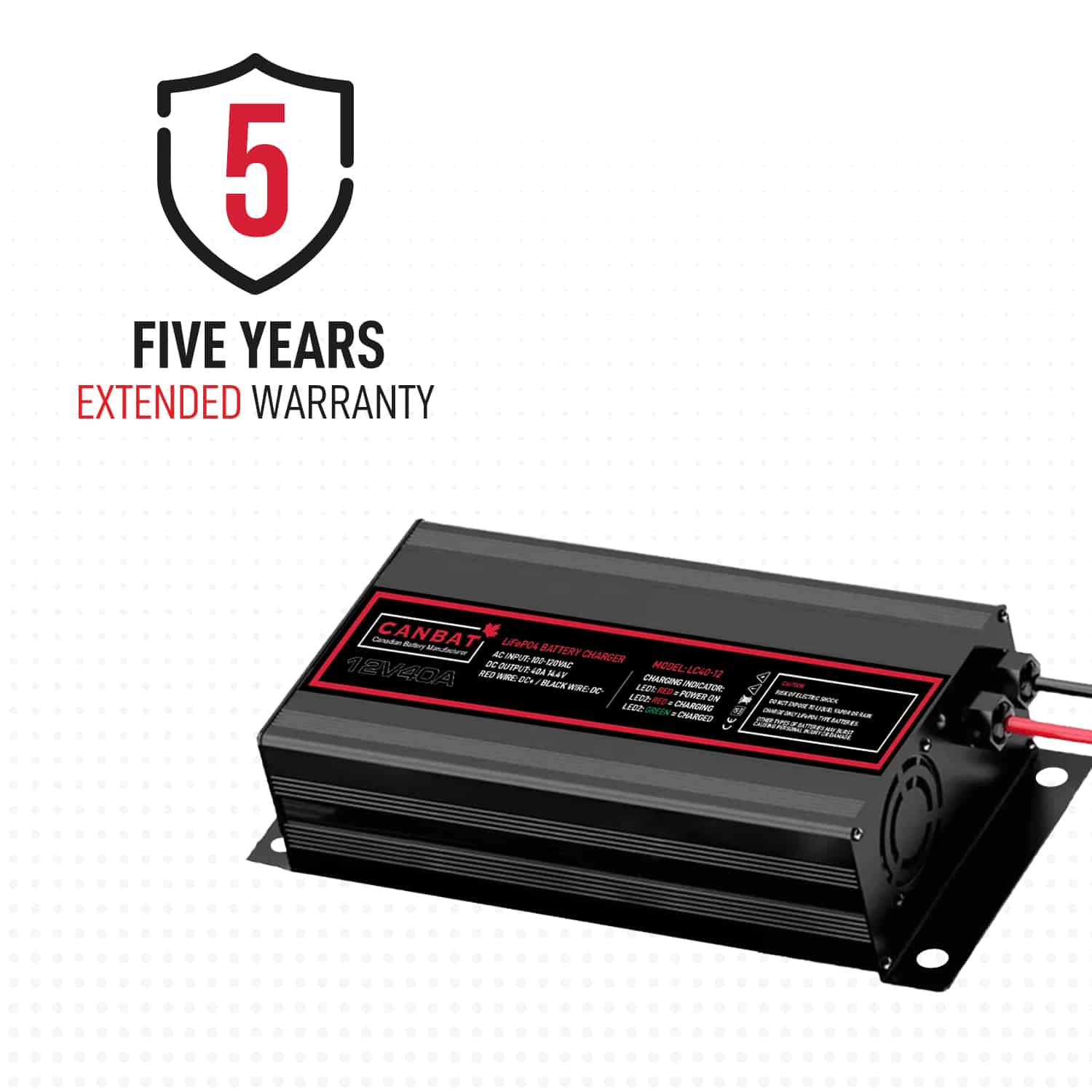 12V 40A Lithium Battery Charger (LiFePO₄) 6 5 year warranty