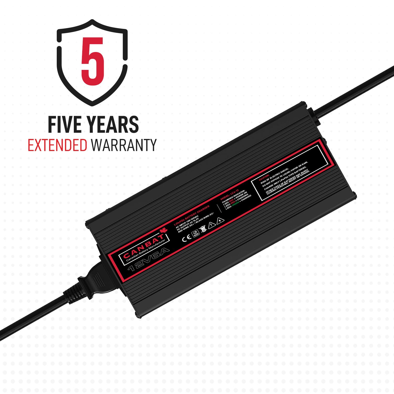 12V 6A Lithium Battery Charger (LiFePO₄) 6 5 year warranty