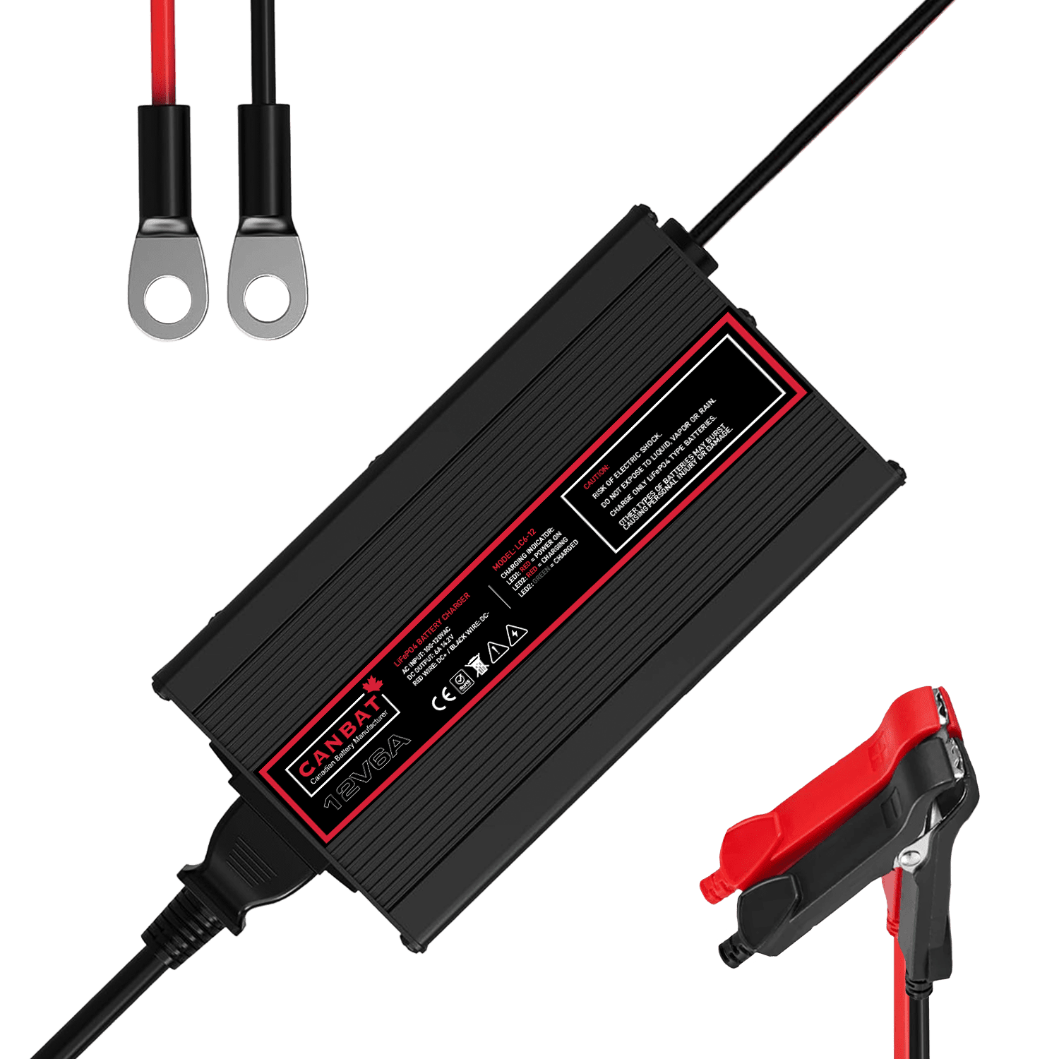 12V 6A Lithium Battery Charger (LiFePO₄) 1 12V 6A LiFePO4 battery charger. Charges from 0V. Designed in Canada.