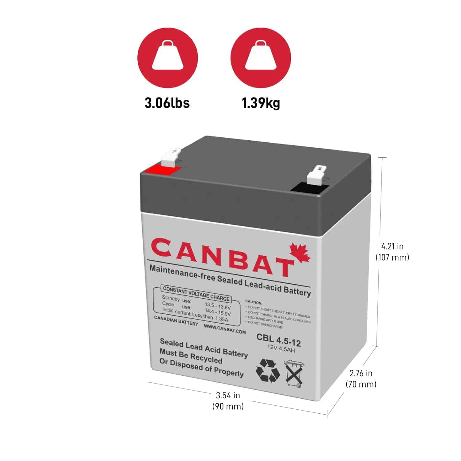 12V 4.5Ah SLA Battery 2 battery dimensions 12V 4.5Ah SLA Battery (AGM)