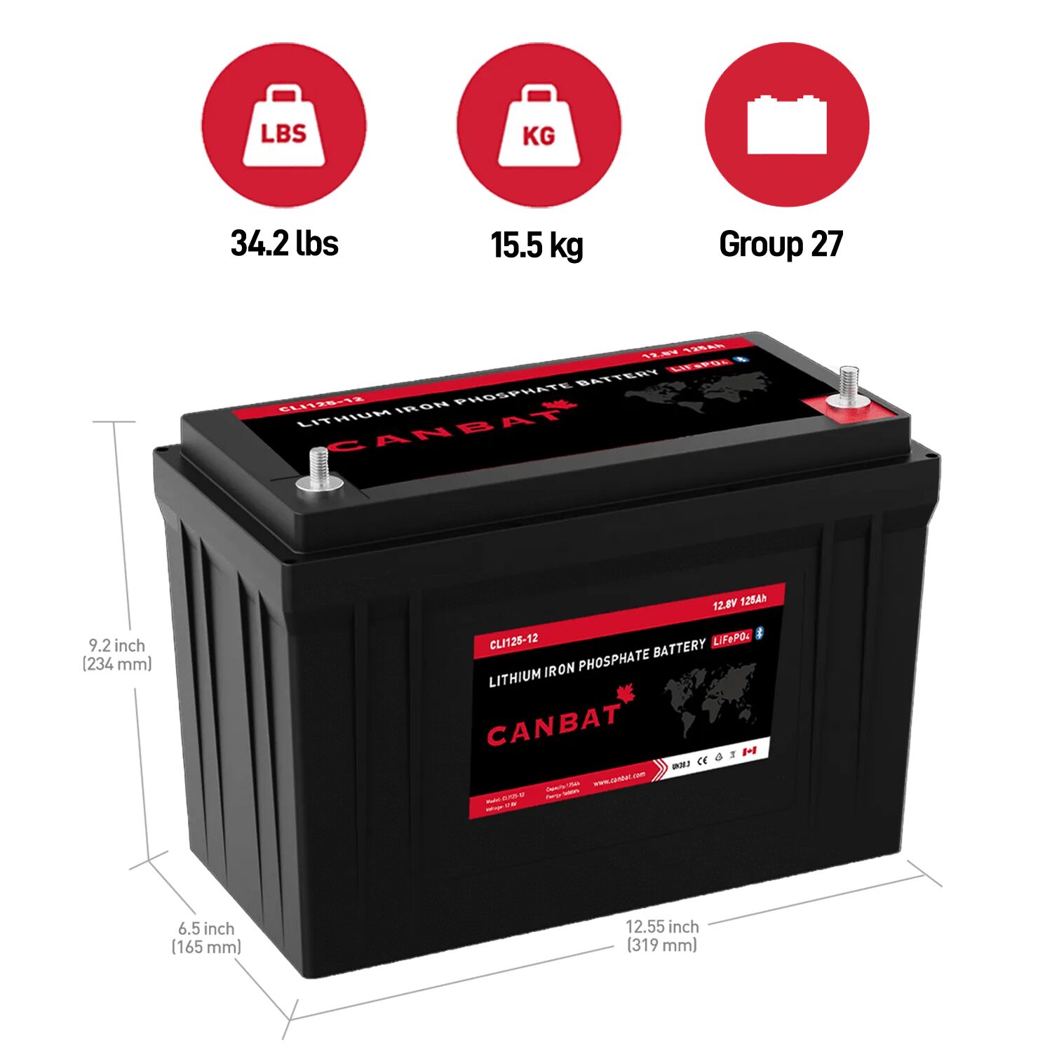 12V 125Ah Dual Purpose Lithium Battery 2 12V 125Ah Dual Purpose Lithium Battery - Image 2